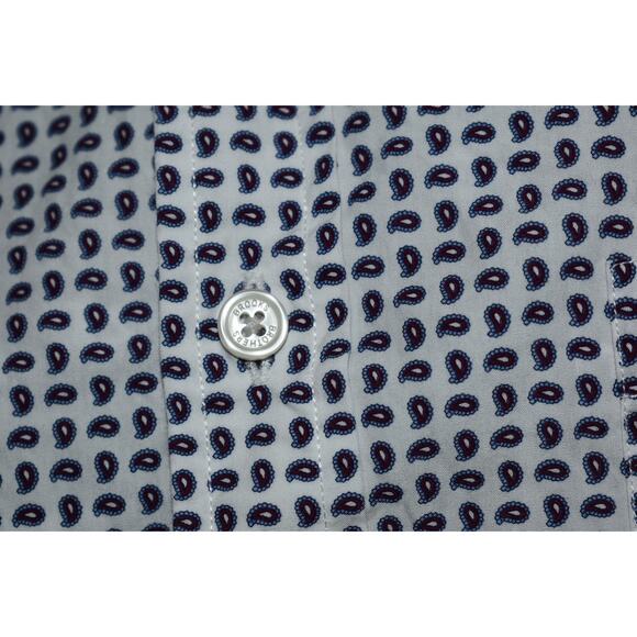 Brooks Brothers Thomas Mason Shirt Men Size Medium Regent Fit Blue Paisley - Picture 5 of 6